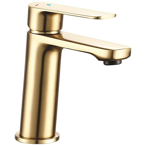 Edouard Rousseau – Mitigeur lavabo OPHIR laiton brossé – Aérateur 6 L/min – Vidage clic-clac inclus – Installation facile avec flexibles inox