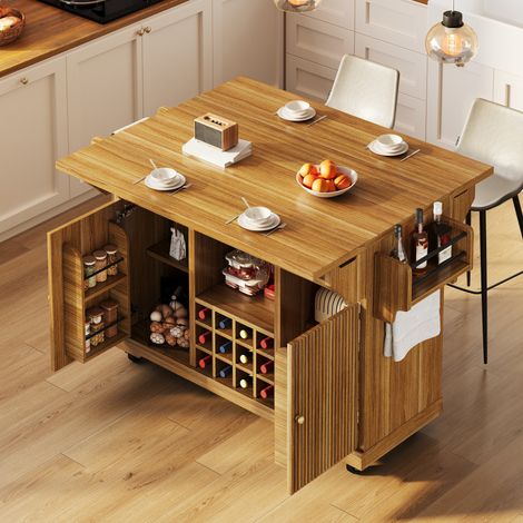 Mobile cucina con ruote e piano pieghevole OKMYHOME (1/5)