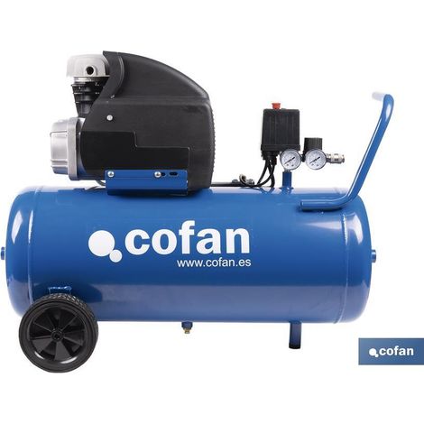 Koaxialkolben-Luftkompressor mit 2-PS-Motor und 50-l-Tank (8 bar bei 2850 U/min), einphasiger Kompressor 230 V (1/5)