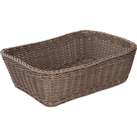 Rechteckiger Korb aus braunem Polyrattan36x26h10