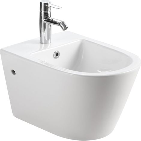 [JAMAIS UTILISE] Horow – Bidet suspendu céramique sanitaire blanc – Dimensions 520 x 370 x 360 mm – Surface antibactérienne et facile à nettoyer – Montage mural