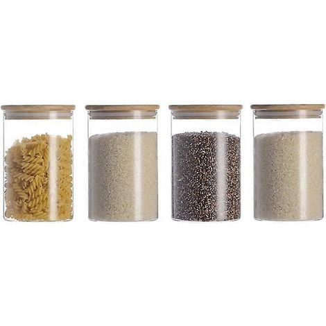 Lot de 4 bocaux de conservation en verre borosilicate de 220 ml avec couvercle hermétique (55 mm). (1/5)