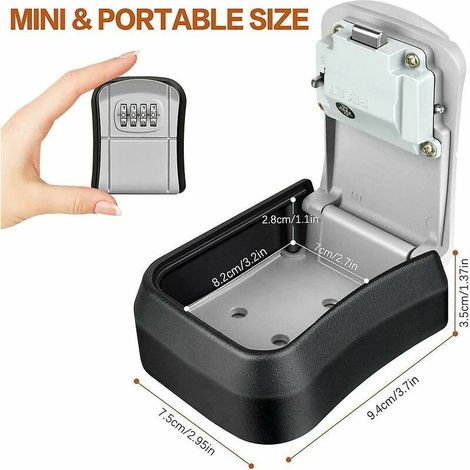 VURAHOME - Boîte à clés de sécurité murale Mini boîte à clés extérieure sécurisée avec étui à clés étanche réinitialisable à code à 4 chiffres- (1/4)