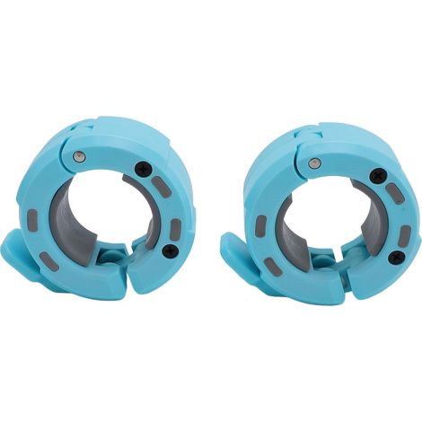 Lot de 2 pinces magnétiques à dégagement rapide pour barres d'haltères de 50 mm, idéales pour l'entraînement de musculation (bleu/gris). (1/5)
