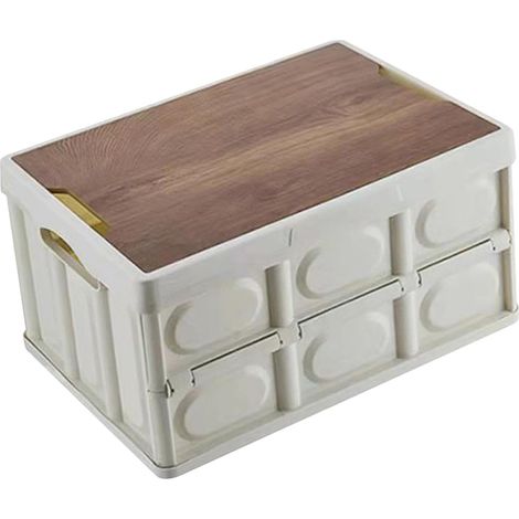 Aufbewahrungsbox mit Deckel Campingschrank Faltbar Plastik Aufbewahrungsbehälter mit Deckel Lagerkisten Auflagenbox als Tischplatte für Outdoor Camping Auto kofferraum - Weiß (1/5)
