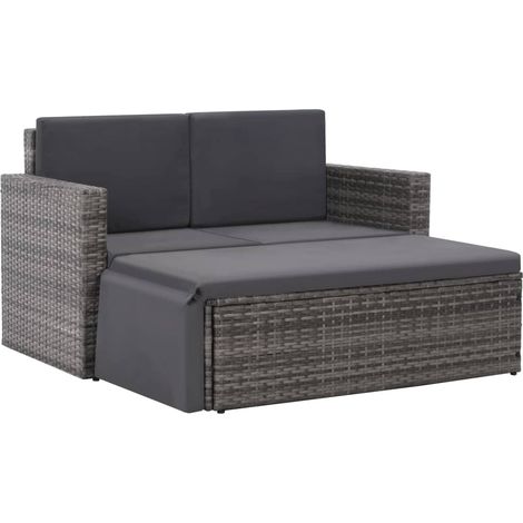 vidaXL Set Divani da Giardino 2 pz con Cuscini in Polyrattan Grigio (1/5)