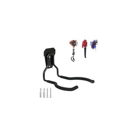 Support mural pour débroussailleuse – Acier avec revêtement PVC – Capacité 23 kg – Compatible béton, brique, bois – Installation facile