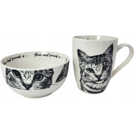 Ein tolles Set aus Tasse und Schüssel mit Katzenmotiv – IDEAL ALS GESCHENK (1/5)