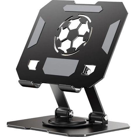 Support de bureau léger en alliage pour tablettes et téléphones avec double axes réglables en hauteur et base rotative à 360 °, support pliable pour tablette Pad Air (1/5)
