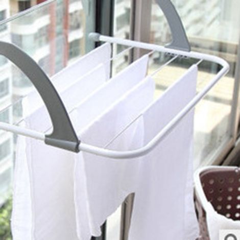 Étendoir à linge pliable et multifonctionnel, pour balcon, rebord de fenêtre, sèche-chaussures ou radiateur, gris. (1/5)