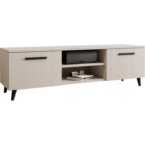 Meuble TV Bergen 150 cm KASHMIR noir style scandinave gris (1/5)