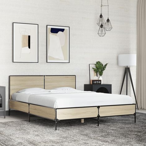 Bettgestell Sonoma-Eiche 140x200 cm Holzwerkstoff und Metall (1/5)