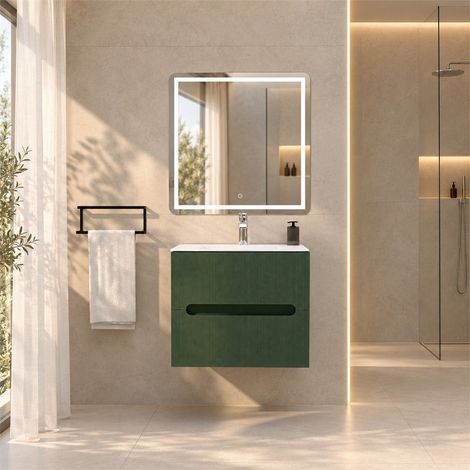 Mueble De Baño Suspendido 60Cm Roble Hielo Y Verde Salvia Magnolia (1/5)