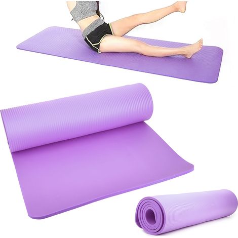 Tapis de yoga NBR allongé, tapis antidérapant élargi, coussin d'exercice multifonctionnel pour fitness 183 x 61 x 1 cm (violet) (1/5)