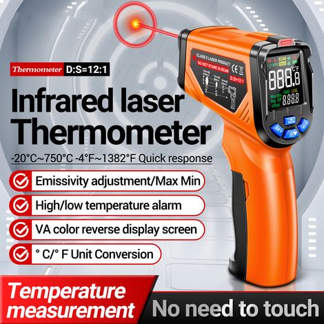 Termometro laser a infrarossi ANENG TH06 -20 ℃ 750 ℃ / -4 ℉ 1382 ℉ Display invertito VA 0,1 1,00 Rilevatore industriale regolabile Strumento di misura. (1/5)