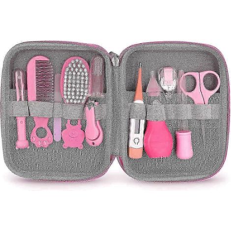 Trousse de toilette portable pour bébé, kit de soins de sécurité 11 en 1 comprenant une brosse à cheveux, un peigne et un coupe-ongles (1/5)