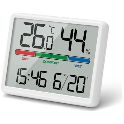 Pair 4.5\\" Reveil Numerique à Piles LCD Portable, Mini Horloge Numérique avec Température Humidité Date Alarme Fonction Snooze, Réveil Digitale avec Hygromètre Thermomètre d\'intérieur (1/5)