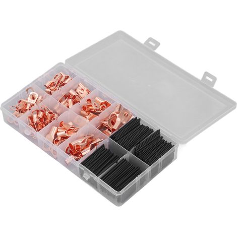 Lot de 260 douilles à sertir avec gaine thermorétractable, fermées, stables et robustes, kit de cosses en cuivre (1/5)