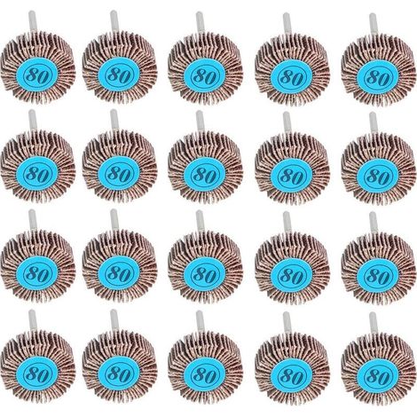 20 Pièces Roue à Lamelles, 80 Grains Papier Abrasif Roue de Polissage Roue à Lamelles Dremel 10mm pour Outil Rotatif (1/5)