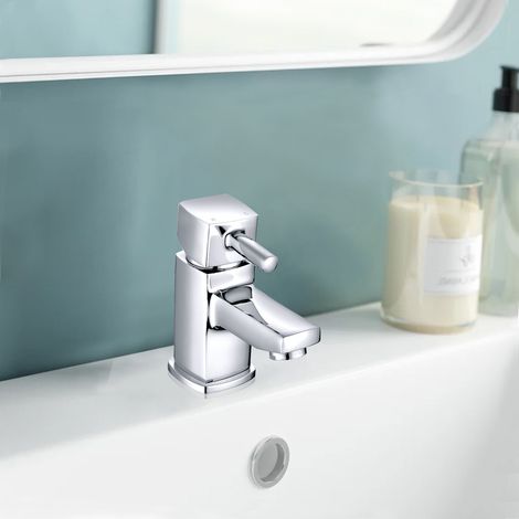 Aquariss Modern Mono Basin Mixer Tap Bathroom Sink Tap Chrome with UK Standard Hoses Mini (1/5)