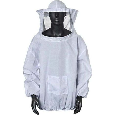 Vêtements de protection apicoles Veste avec Chapeau Professionnel Abeille Protège-Abeille Chapeau Abeille avec Fermeture éclair pour Abeille Bee Keepers (Blanc) (1/4)