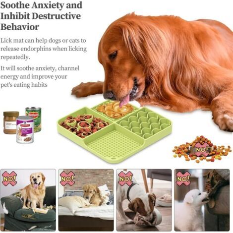 Tapis à lécher anti-anxiété pour chiens et chats avec ventouse, alimentation lente, jouet éducatif robuste et durable au beurre de cacahuète. (1/3)