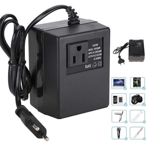 Voltage Converter - 300W - AC 220V to 110V - EU Adapter - Compact and Lightweight (1/4)