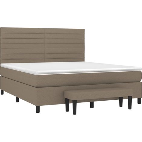 vidaXL Sommier à lattes de lit avec matelas Taupe 160x200 cm Tissu (1/5)