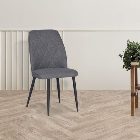 4er Set Vika Sessel in grauem Nordic 15 Stoff mit schwarzen Füßen, 48 x 58 x 90 cm