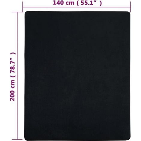 Drap-housse Noir 140x200 cm 100% Coton, Lavable en machine, Protège Matelas Élastique pour Lit Simple (1/3)