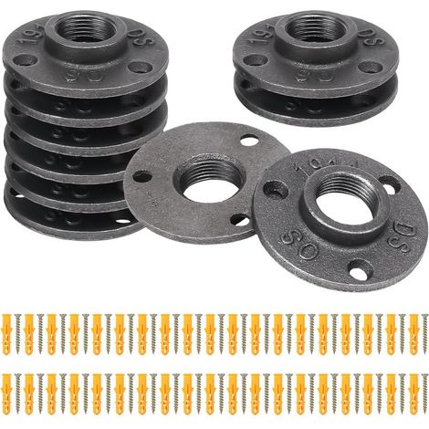 10 Pièces Bride de Plancher Fonte 3/4 '' Noir BSP 3 Trous BSP Brides de Tuyauterie Raccord Fileté Filetée avec 38PCS Vis