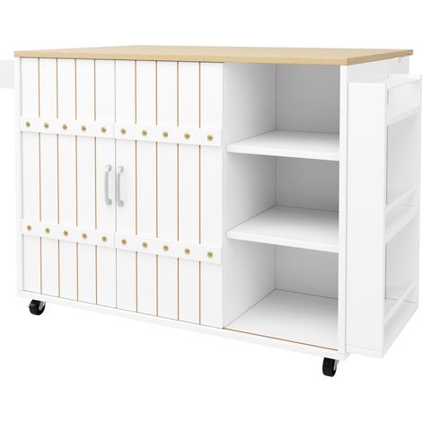 Isola da cucina mobile in MDF bianco effetto legno 110 x 42 x 90 cm MODENUIT (1/5)