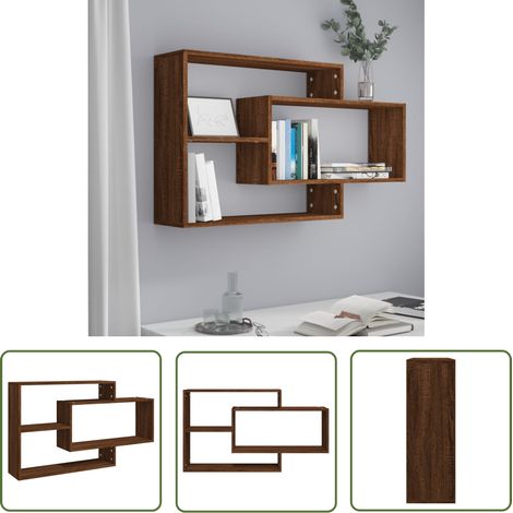The Living Store Étagère murale Chêne marron 104x20x58,5 cm Bois d'ingénierie - Étagère Murale - Étagère Suspendue - Meuble Mural - Rangement Mural - Décoration Murale (1/5)