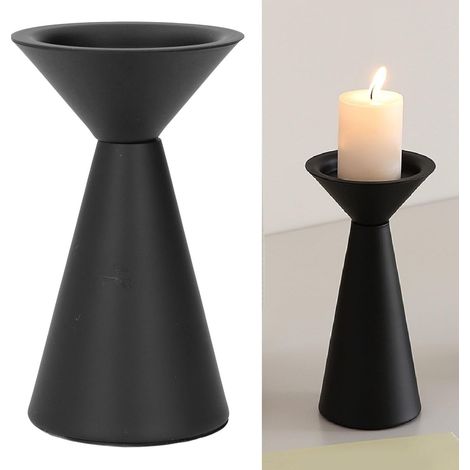 Porte-Chandeliers Noirs, porteurs de Bougies en métal Vintage pour la pièce maîtresse de Table de Salle à Manger ou Mariage (M 15x3.5x2,5cm / 5,9x1,4x1in) (1/5)