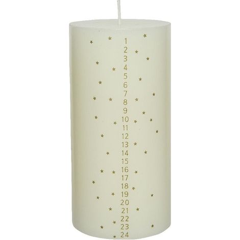 Candela dell'Avvento bianca Ø7.5 × H15 cm