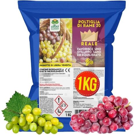 Fungicida per Piante Poltiglia 20% Bio Bordolese Verderame Vite Olivo Orto Colture da Frutto Fragola x 1 Kg (1/5)