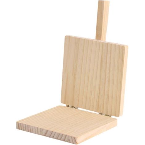 Presse à tortillas artisanale en bois avec poignée ergonomique pour une pâte uniforme, beige 13 x 16 x 23 cm (1/5)