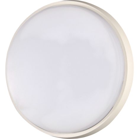Plafonnier Led Olly En Métal Et Polycarbonate, Lumière Chaude 3000K, 30W, Ip54, Design Circulaire Minimaliste Blanc, Code 3315-65-102 (1/3)