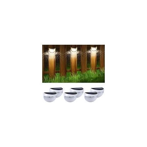 Lot de 6 lampes solaires murales étanches pour clôture et jardin, éclairage pratique et décoratif pour terrasse et escaliers (1/5)