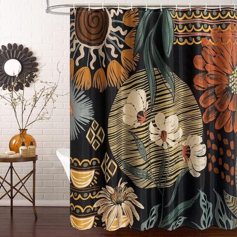 Rideau de douche taille M, hauteur 200 cm x largeur 180 cm, rideau de salle de bain, rideau de douche à motif floral, rideau de douche élégant (1/5)