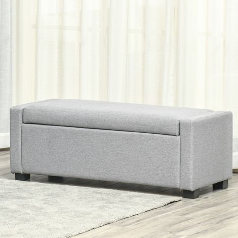 Cassapanca Contenitore, Panca Imbottita con Vano Contenitore, Panca Fondo Letto, Design Moderno, Plastica, Tessuto Grigio, Multiuso, 120x50x44cm, Grigio (1/5)