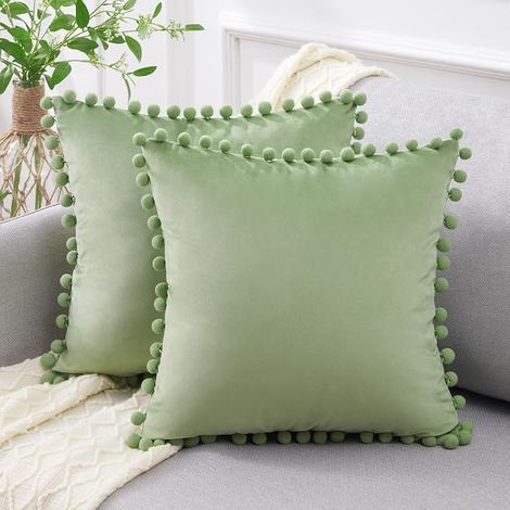Housse de Coussin 40x40 cm, Vert Sauge, Décoration Douce pour Canapé, Salon, Chambre
