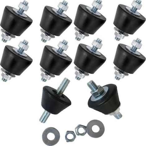 Pied anti-vibration pour climatisation - M8 - Lot de 8 - Caoutchouc & acier galvanisé - Écrous et rondelles inclus (1/4)