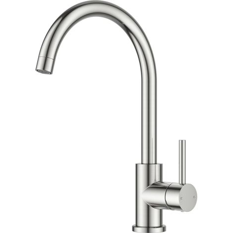 Robinet Cuisine, Mitigeur De Cuisine, Pivotant à 360° en Acier Inoxydable, Robinet Evier Monocommande Chaud et Froid, Acier Inoxydable, Hauteur du Bec 238 mm, Poignée (1/5)