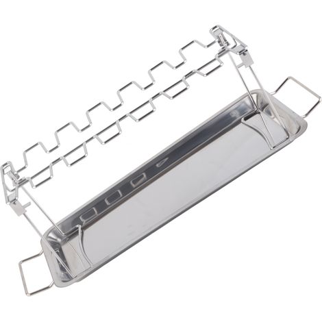 Grille pour cuisses de poulet avec bac de récupération des graisses, support de rôtissage en acier inoxydable, accessoire de barbecue (1/5)