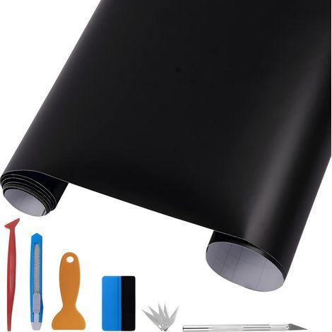 Auto Folie Schwarz Matt Carbon Vinyl 150x300cm Blasenfrei mit Zubehör (1/5)