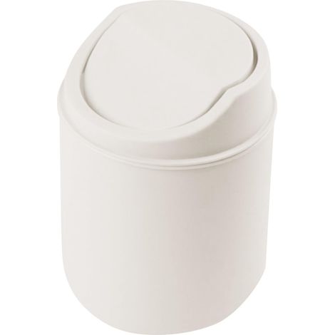 Mini-Abfalleimer aus Kunststoff, kleiner Büroeimer mit Schwingdeckel für Zuhause, Küche, Badezimmer, Schlafzimmer, Schminktisch (weiß) (1/5)