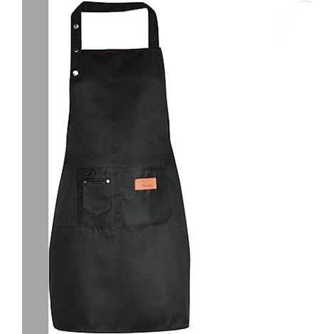 Kitchen Apron for Men and Women with Pockets - Fits Large Size - Water Resistant, Black (1/4)