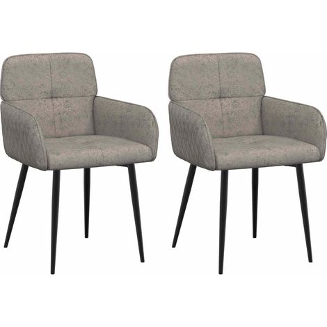 Esszimmerstühle 2 pcs Kunstwildleder Hellgrau 59x56,5x85 cm vidaXL (1/5)