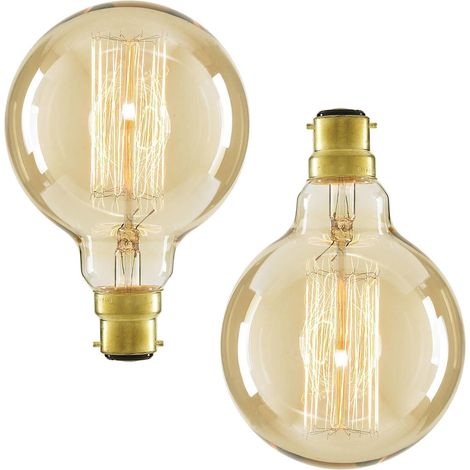 Litecraft Globe Light Bulb B22 Bayonet Cap Squirrel Cage Filament Tint - 2 Pack (1/3)